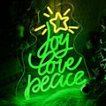 Christmas Tree Neon Sign - USB Powered LED Wall Decor for Peace, Love & Joy | Perfect Holiday Gift