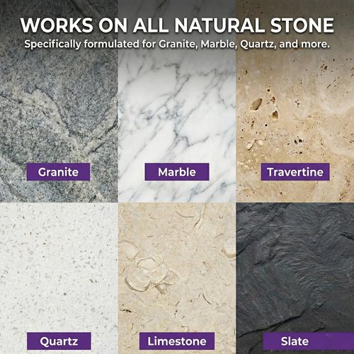 Meuvcol Granite Sealer & Protector Spray - 35 Oz Marble Sealer for Quartz, Quartzite, Stone, Granite Countertops - Prevents Water Spots & Oil Stains - Non-Toxic Stone Care for Kitchen, Bath & Shower