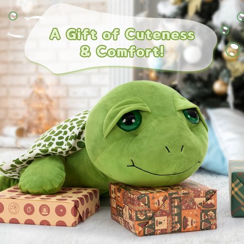 Karister Giant Sea Turtle Plush Toy, 23.6" Big Soft Turtle Stuffed Animal for Kids Adults, Sunggly Large Plushies Body Pillow Gift for Birthday Christmas Baby Shower, Ocean Theme Party Decor