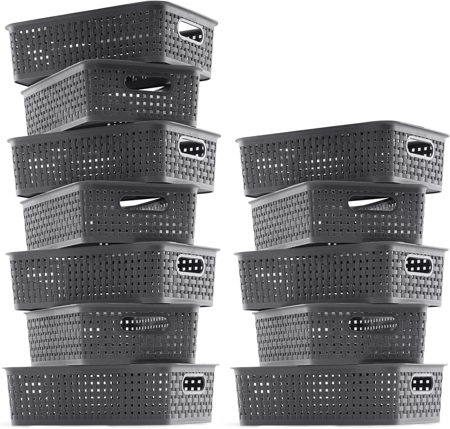 Skiennix Plastic Storage Baskets - 12 Pack Small Organizers for Pantry, Laundry, Bathroom & Kitchen