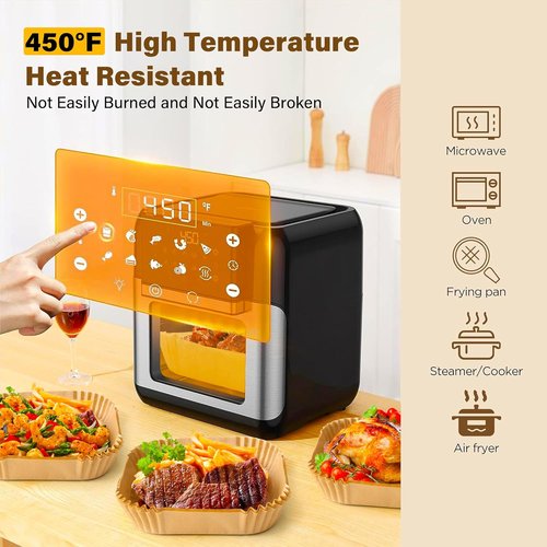 Air Fryer Liners 150 Pcs - 8" Square Non-Stick Parchment Paper for Baking & Roasting