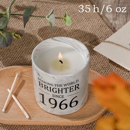 60th Birthday Gifts for Women - 1966 Birthday Gifts for Women Men, 60 Year Old Bday Gift for Her Female, 6oz Sixty Lavender Decor Ceramics Candle