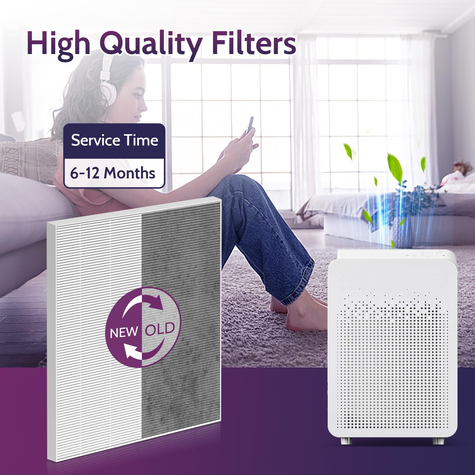 XBGG 2 Pack C545 HEPA Replacement Filter S Compatible with Winix C545 Air Purifier, Replaces Part 1712-0096-00 and 2522-0058-00, 2 HEPA Filter + 8 Pre-Filters