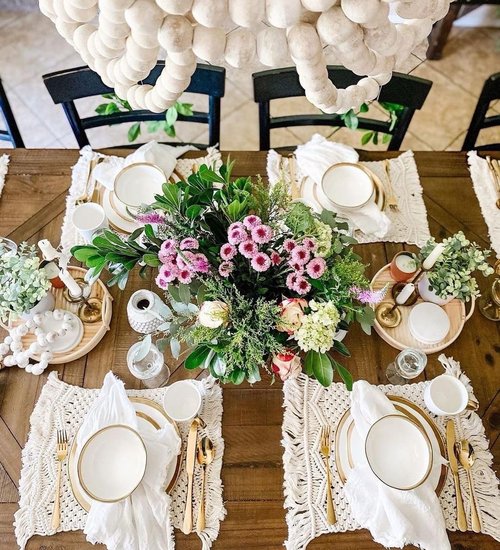 SnugLife Macrame Placemats Set of 8 - Handmade Cotton Woven Boho Placemats - Modern Farmhouse Fringe Placemats for Dining Table, Kitchen, Bohemian Wedding Décor, Rustic Natural Off White, 12”x20”