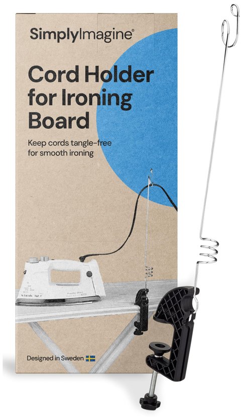 SimplyImagine Flexible Iron Cord Holder - Metal, Tabletop Mount - Tangle-Free Pressing & Ironing Board Cord Holder - Universal Fit & Steam Compatibility