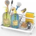Cisily Kitchen Sink Caddy Organizer - Rustproof Non-Slip Soap Dish & Sponge Holder | Essential Home Accessory (White)