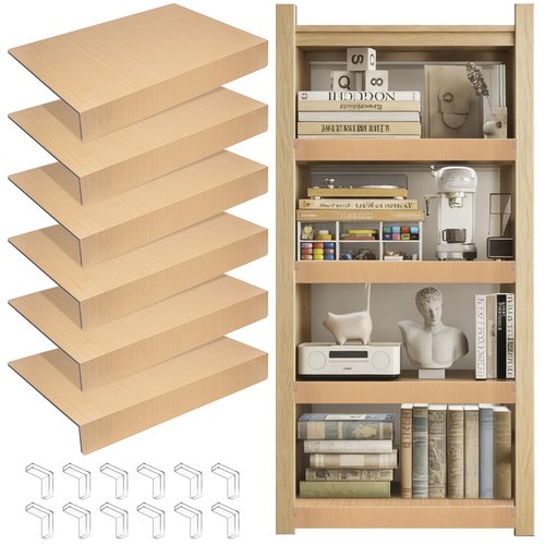 Inchoco Wire Rack Covers for Shelves, 6 Pack 24 x 16in Wires Shelf Ccover for Pantry Waterproof PVC Wood-Look Shelves Cover for Cabinet Kitchen Bathroom Shelving Decoration