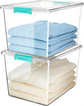 Vtopmart 72 QT Crystal Clear Storage Bins - 2 Pack with Lids | Stackable Plastic Totes for Closet Organization