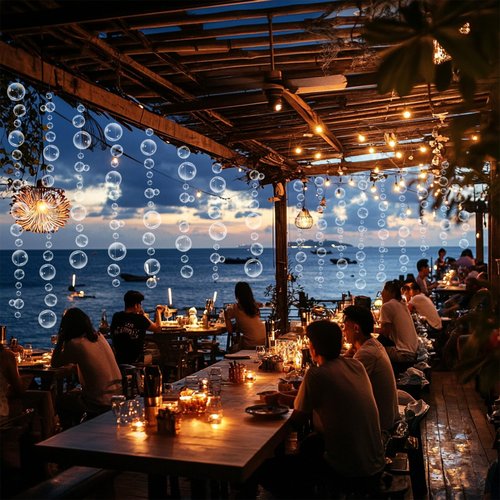 Biubumtu 8 Strings Under The Sea White Bubble Garlands Little Mermaid Shark Beach Themed Birthday Decorations Under Water Hanging Streamer Banner Ocean Party Supplies
