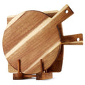2 Pack Acacia Wood Cutting Board with Stand, Charcuterie Boards for Kitchen, Round & Rectangular Wooden Cutting Board Set for Cheese, Meat, Pizza, Vegetables, Bread(16 x 12 Inch)