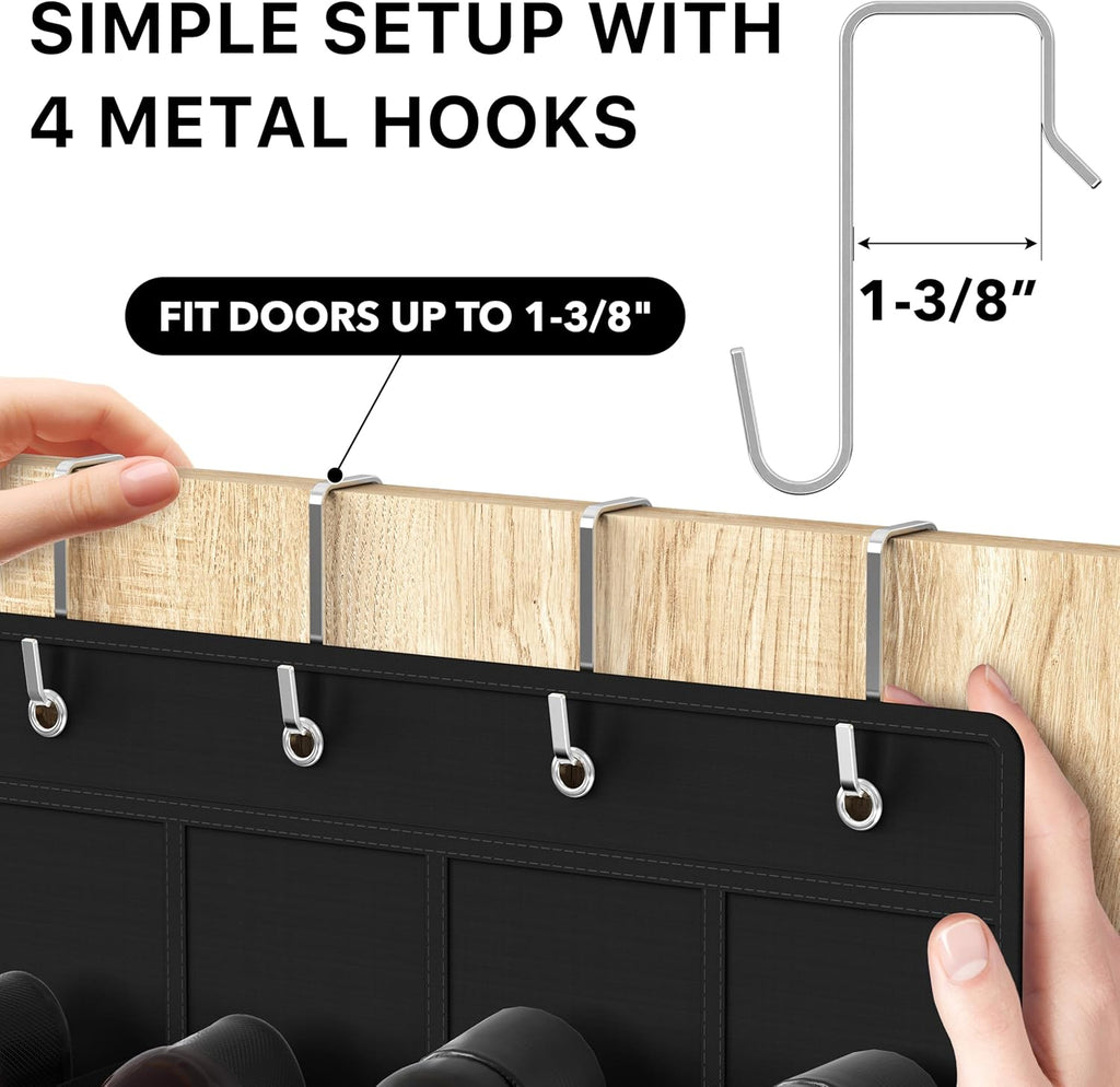 Simple Houseware 24-Pocket Over The Door Shoe Organizer - Crystal Clear, Black (64'' x 19'')
