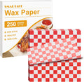 SMARTAKE 12 x 12 Inches Non-Stick Wax Paper - 250 Pcs Red Plaid Hamburger Patty & Sandwich Wraps