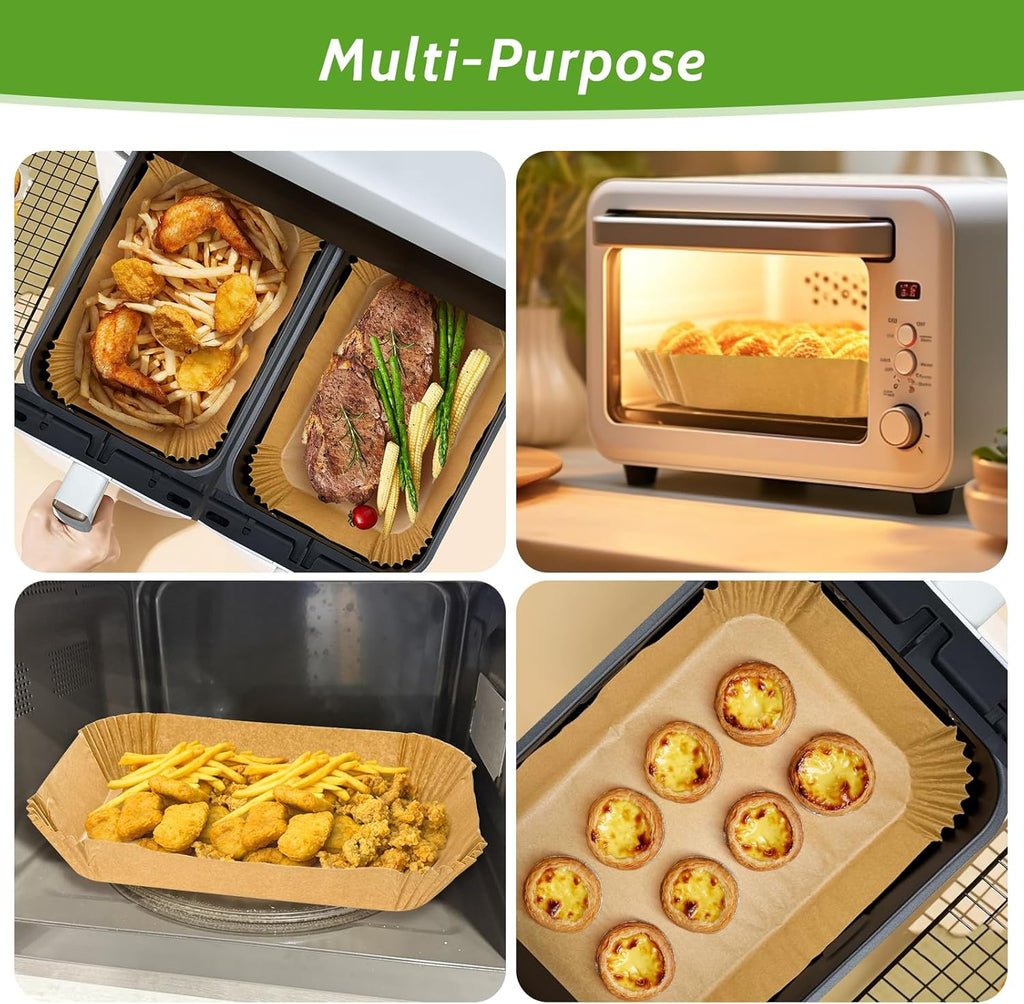 Unbleached Heavy Duty Air Fryer Paper Liners by [Brand Name] - 360 Pcs Non-Stick & Leak-Proof | 8.7" x 5.5"