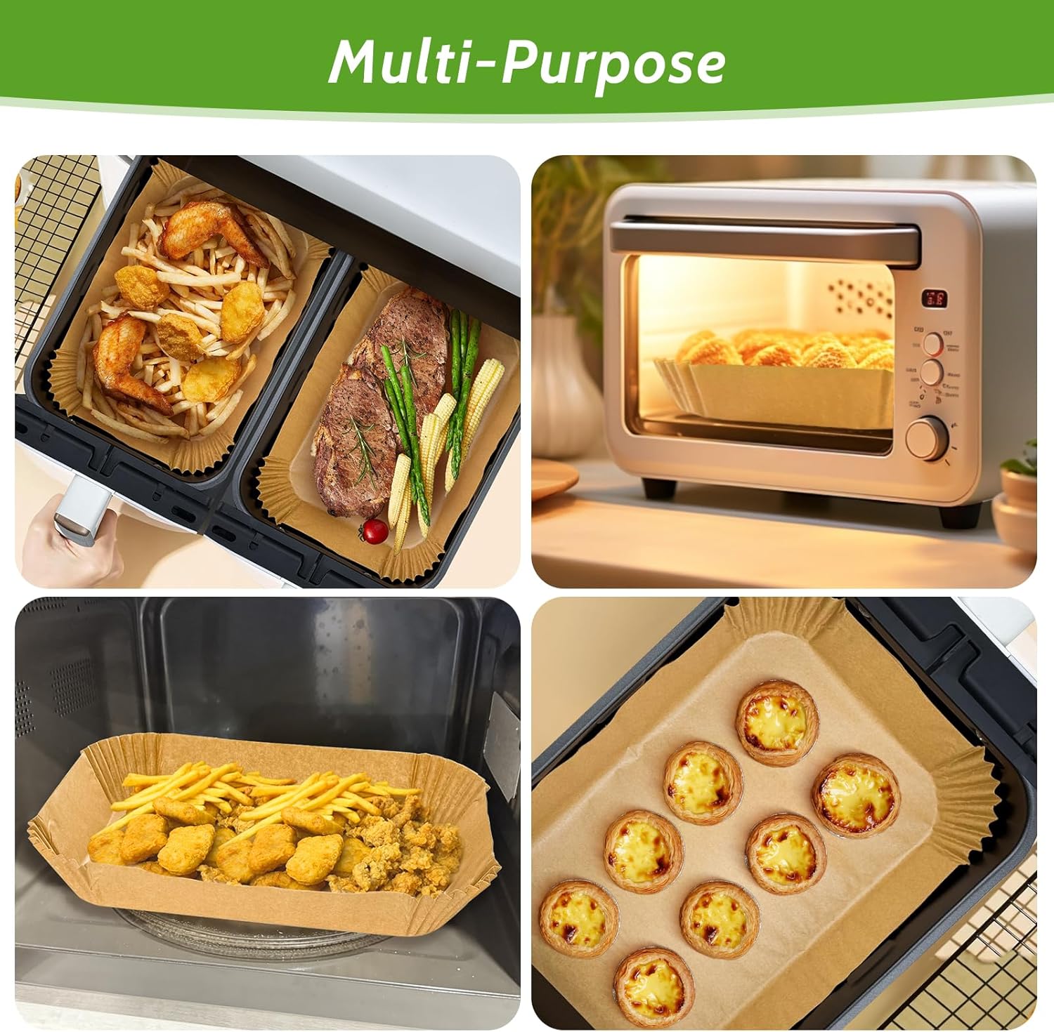 Unbleached Heavy Duty Air Fryer Paper Liners by [Brand Name] - 360 Pcs Non-Stick & Leak-Proof | 8.7" x 5.5"