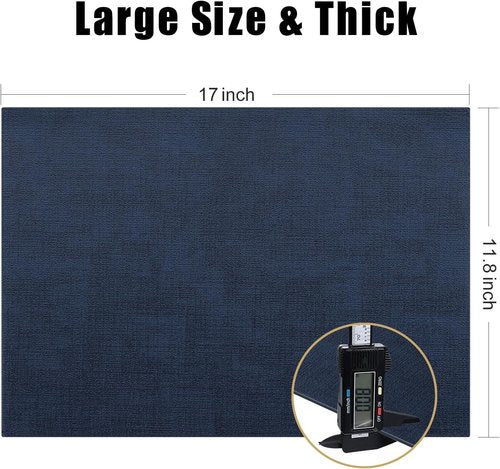 Homaxy Faux Leather Placemats - Heat Resistant & Waterproof Dining Table Mats, Set of 6 | 11.8" x 17", Navy Blue