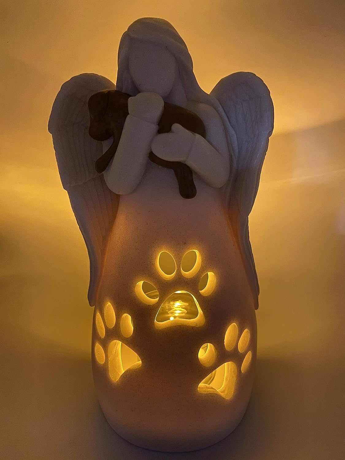 OakiWay Dog Memorial Gifts - Angel Candle Holder Statue with Flickering LED Candle | Pet Loss Sympathy Gift for Dog Lovers