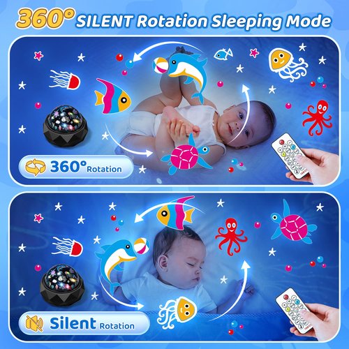 PIKOY Night Light Projector for Kids Room - 15 Colors, 15 White Noise, 3 Films, Remote - Rechargeable Star Lights for Ceiling, Bedroom - Gifts