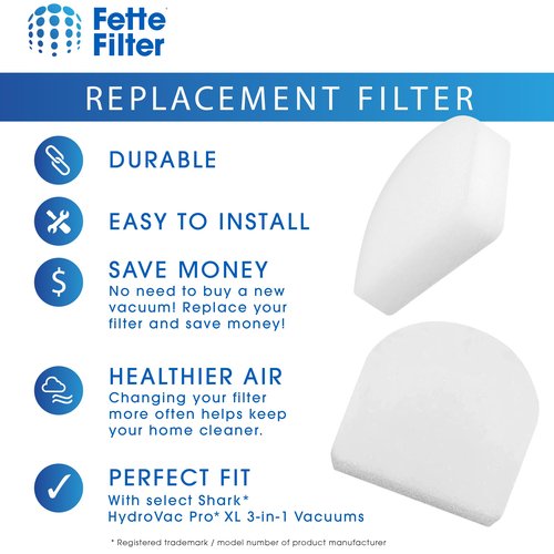 Fette Filter - 6 Pack Replacement Washable Foam Filters compatible with Shark WD100, WD101, WD101C, WD200, WD200C, WD201, WD201C HydroVac Pro XL 3-in-1 Vacuum - Pack of 6