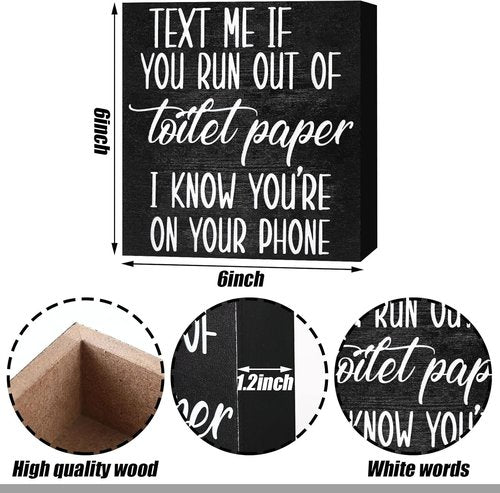Jetec Farmhouse Bathroom Signs - Rustic Wooden Plaque Decor | Funny "Please Seat Yourself" Wall Art (Set of 2)