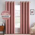 MIULEE Blackout Linen Textured Curtains - Thermal Insulated Dusty Rose Drapes | 52 x 108 Inch (2 Panels)