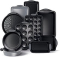Country Kitchen Nonstick Bakeware Set - Durable, Easy Release, Stackable Design | 10 Pcs, Grey