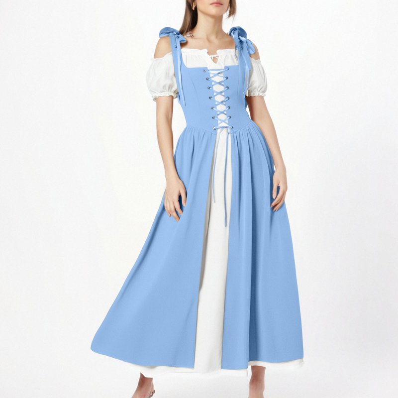 Women’s Renaissance Costume Dress - Light Blue Medieval Gothic Gown - Size L - Variation AA