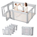 Sweeby Foldable Baby Playpen - Large 71x59 Play Yard with Gate for Indoor & Outdoor Use - Light Grey