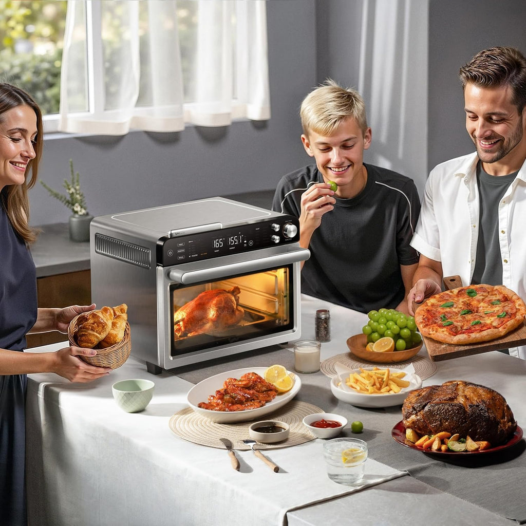 Typhur Sync Oven - 12-in-1 Countertop Air Fryer Toaster Oven Combo | Smart AI Wireless Meat Thermometer, 27QT, Stainless Steel