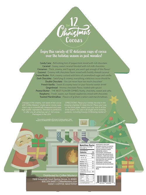 Christmas Cocoa Gift - 12 Single Serve Hot Chocolate Pods for Keurig K-Cup | Holiday Gift Box Set