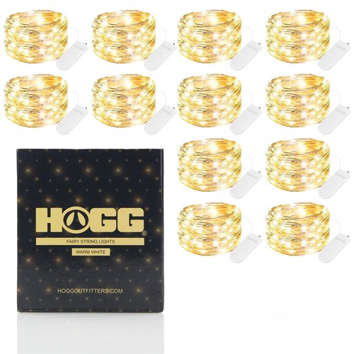 Hogg 12 Pack LED Fairy Lights - 7 ft, Centerpiece Table Decorations for Party, Small LED Lights Battery Operated, Center Pieces Decoration for Table, Battery Powered Firefly Fairylights, Warm White