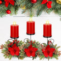 Yunlly Christmas Candle Holder Set - 3 LED Battery-Operated Poinsettia Centerpieces for Home Decor