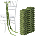 Daifunli Wedding Bows - Elegant Moss Green Satin Ribbons for Aisle & Chair Decorations | 24 Pcs Set
