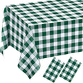 Skiennix Disposable Green Gingham Tablecloths - Waterproof Checkered Design | 54" x 108" for Parties & Picnics