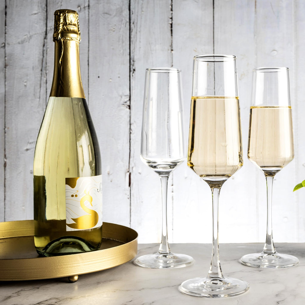 YANGNAY Champagne Flutes Set of 12, 7.5 oz Stemmed Champagne Glasses, Sparkling Wine Glasses for Party, Clear