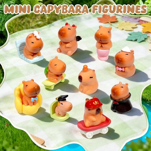 Exasinine 26-Piece Miniature Capybara Figurine Set - Resin Decor for DIY Fairy Gardens & Home Parties
