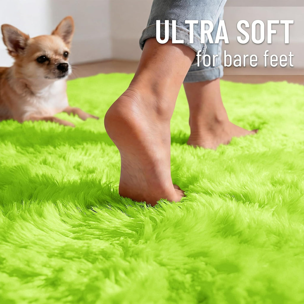 OLANLY Runner Rugs - Soft, Fluffy, Machine Washable 2x8 for Hallway & Bedroom | Lime Green Home Decor