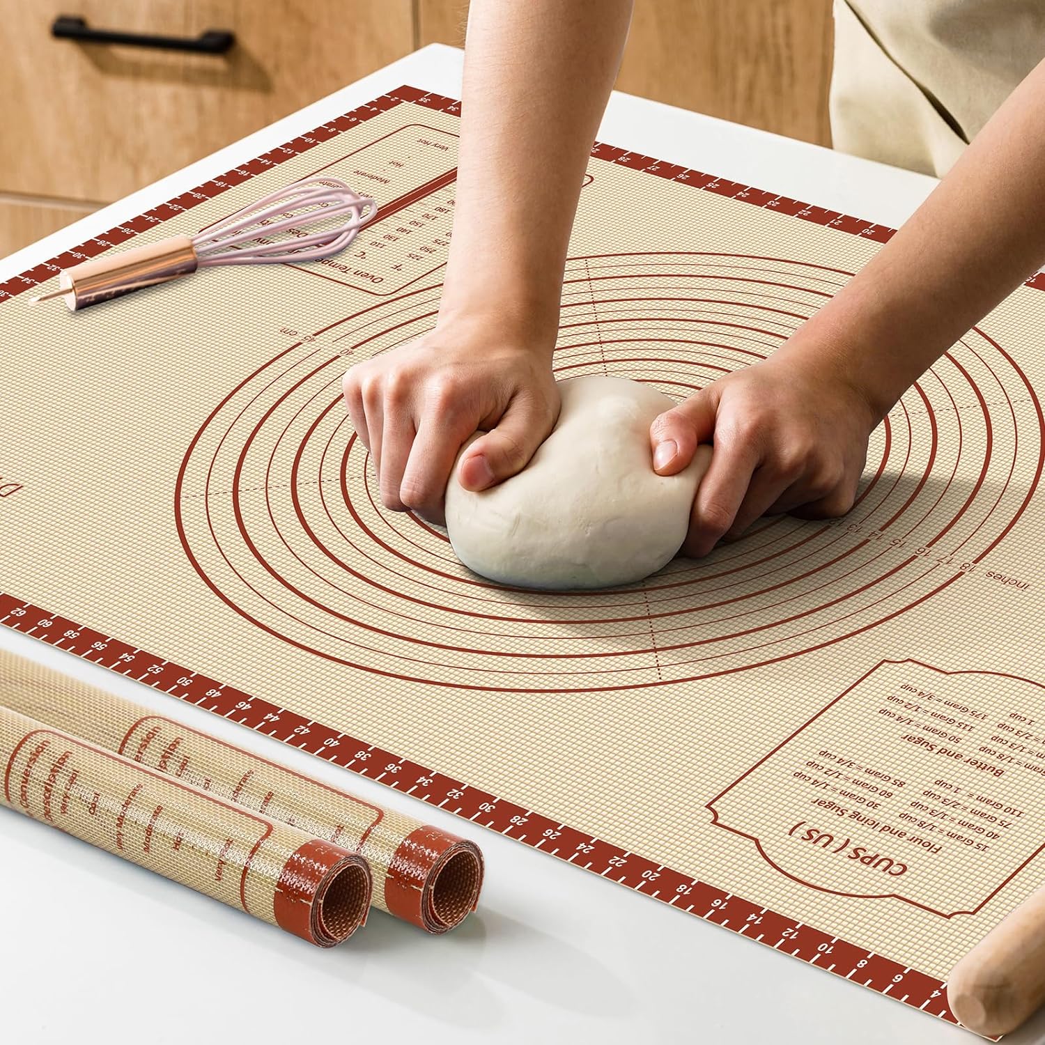 Silicone Baking Mat - Extra Thick Non-Stick Dough Rolling Mat | 36" x 24" with Measurements for Cookies & Pastries