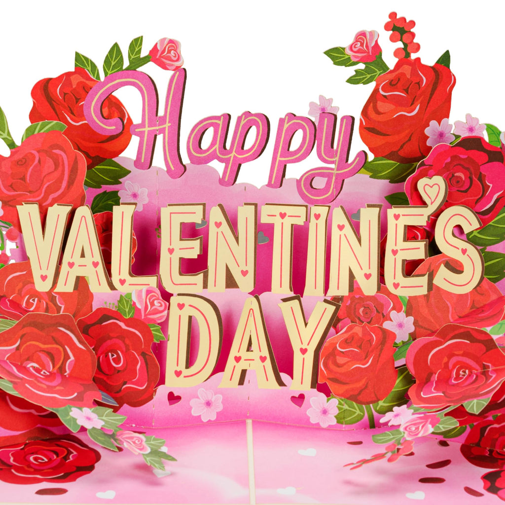 Paper Love Happy Valentine's Day Card, 3D Pop Up Valentine Cards - 5" x 7" Cover - Includes Envelope and Removable Note Card