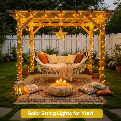 JMEXSUSS Solar String Lights - 400 LED Waterproof Outdoor Lights | 151FT Warm White with 8 Modes for Patio & Yard Decor