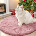 OLANLY Round Area Rug - Soft Pale Pink Shaggy Carpet, Machine Washable, 2 ft Circle for Bedroom & Nursery Decor