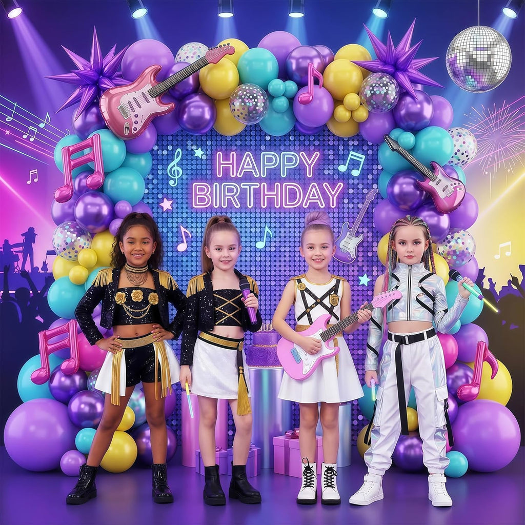 Skiennix 60 Pcs 12-Inch Hot Pink, Purple & Teal Balloons - Metallic Confetti for Kids' Birthday Parties