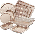 HONGBAKE Nonstick Bakeware Set - 10-Piece Kitchen Baking Pans with Wider Grips | Champagne Gold