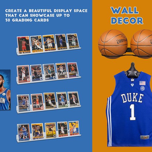6 Pack Sport Card Display Shelf for Wall - Hold Up to 30 Trading Cards, Acrylic Sport Card Display Rack for PSA SGC BGS Graded Trading Slabs