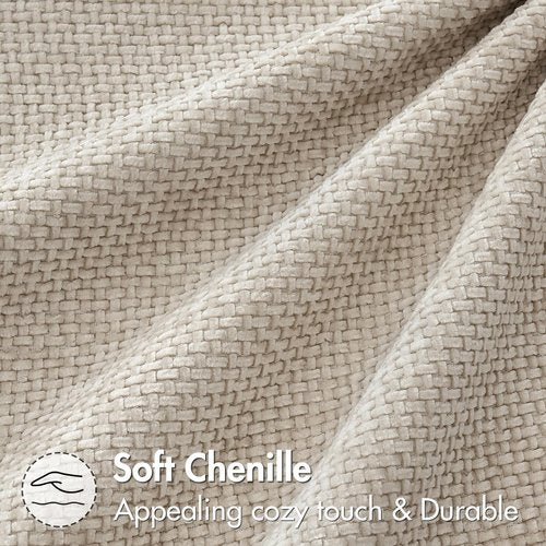 MIULEE 18x18 Inch Couch Throw Pillow Covers - Soft Chenille Neutral Beige Modern Boho Decor | Pack of 2