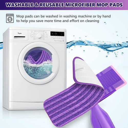 Reusable Mop Pads Compatible with Swiffer Wet Jet, Wet Jet Pads Refills for Swiffer Mop, 4 Pack Microfiber Replacement Pads for Hardwood Floor Cleaning, Dry Wet Mopping Cloths for 12" Wet Jet Refill