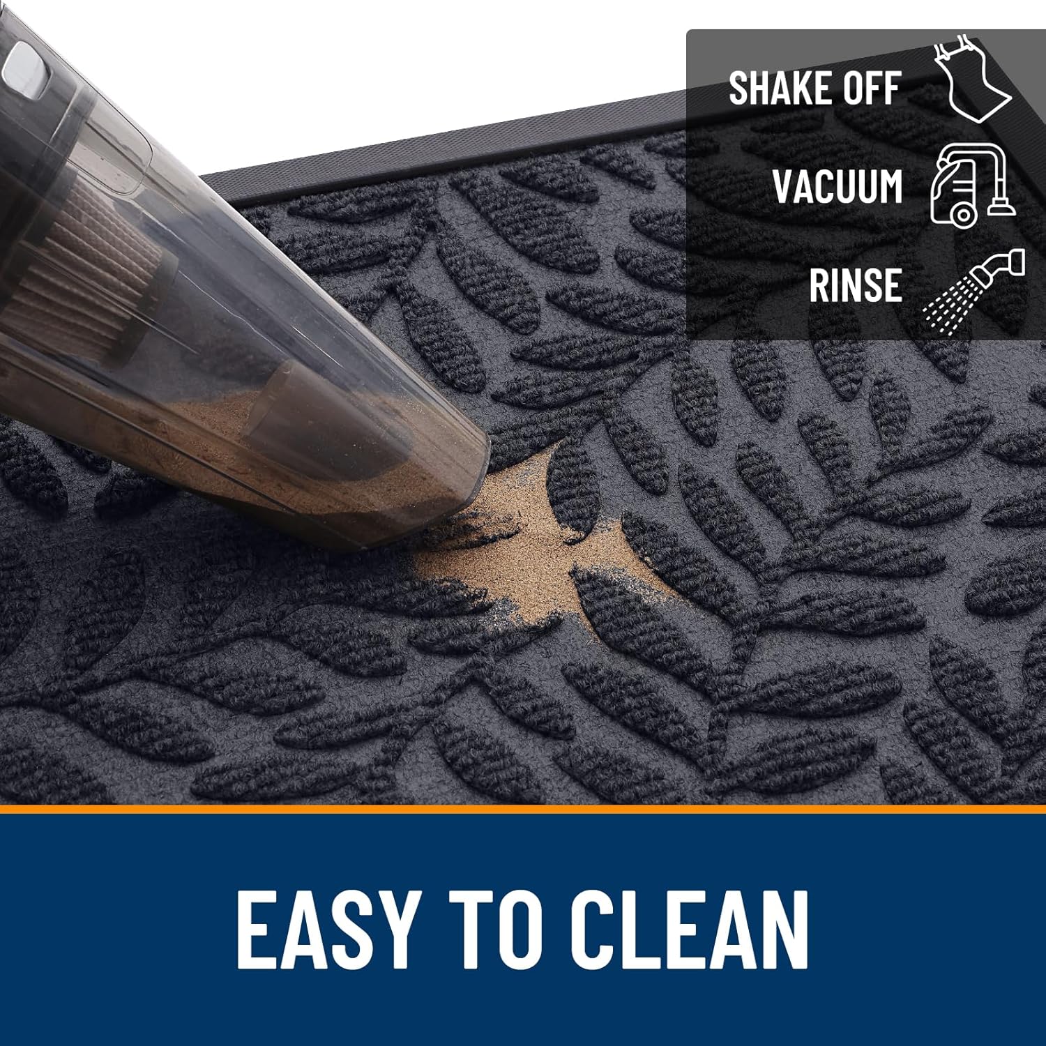 OLANLY Indoor Outdoor Door Mat - Waterproof All-Weather Doormat, 29.5x17, Sturdy Natural Rubber, Easy Clean, Medium Grey