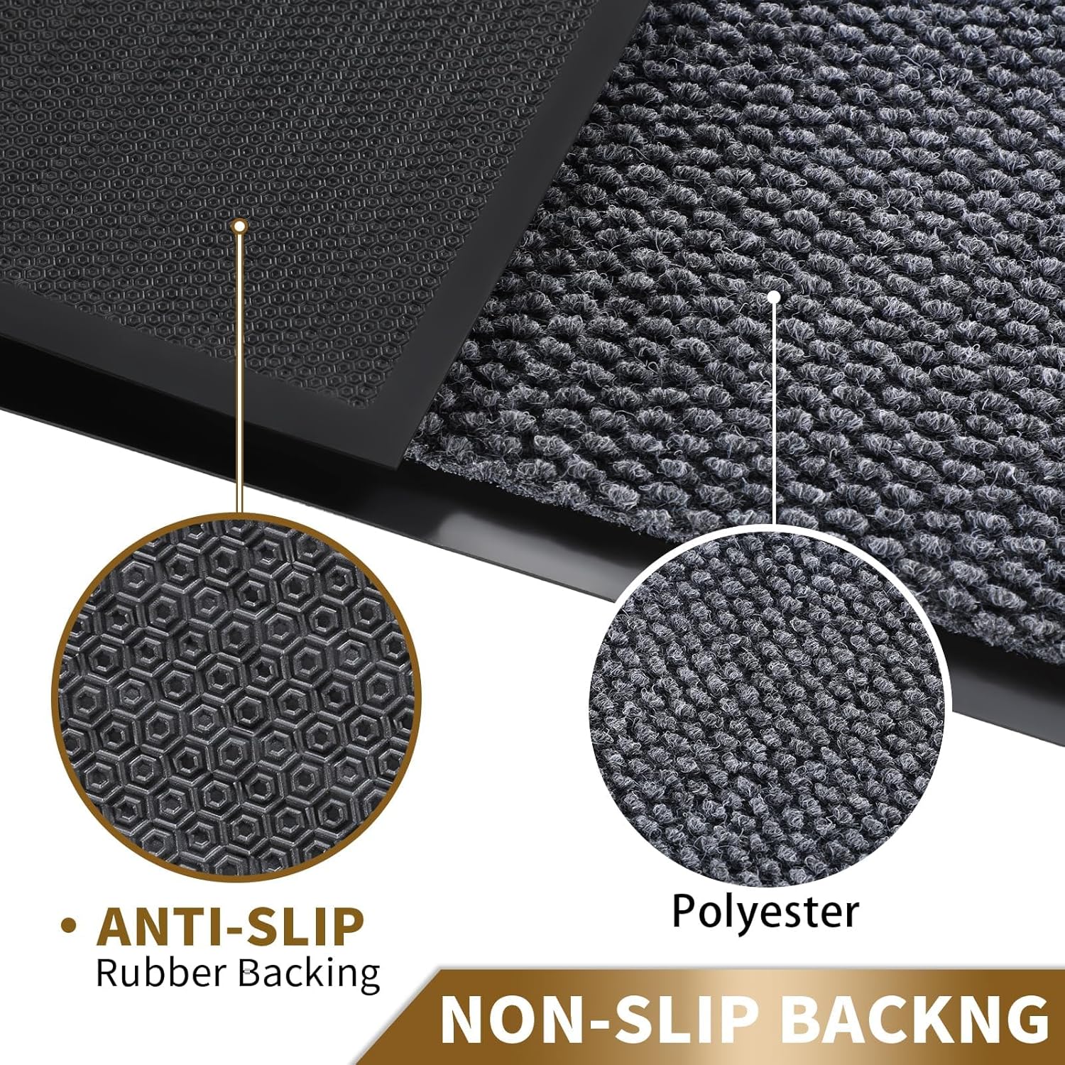 Yimobra Outdoor Indoor Doormat - 100% Waterproof, Stain & Fade Resistant | 36 x 17 Inches, Gray/White