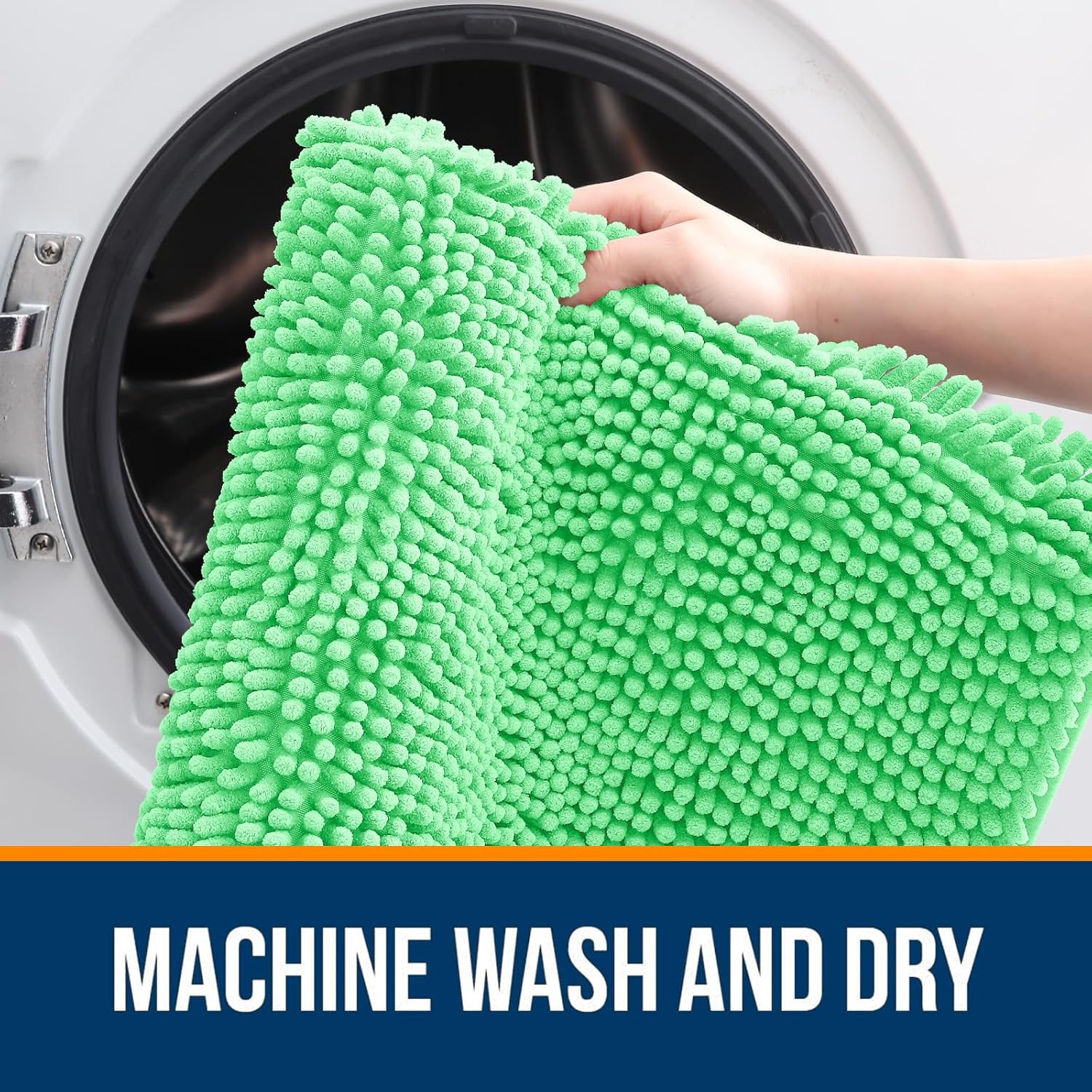 OLANLY Bathroom Rugs - Extra Soft Chenille Bath Mats | Quick Dry, Machine Washable, 44x24, Mint Green
