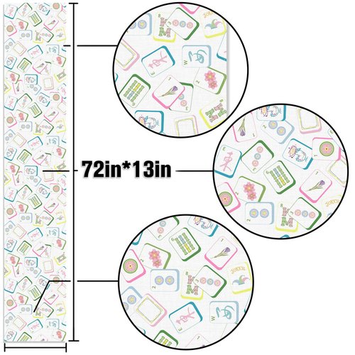 Buxiuer Mahjong Party Decorations Table Runner Mah Jong Game Night Club Birthday Supply Celebration Dining Home Kitchen Island Decor (13" x 72")