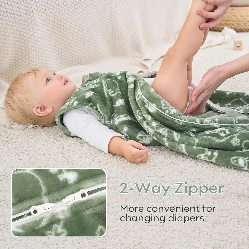 Yoofoss Baby Sleep Sack - 2 Pack 1.5 Tog Fleece Wearable Blanket for 6-12 Months | Soft & Lightweight